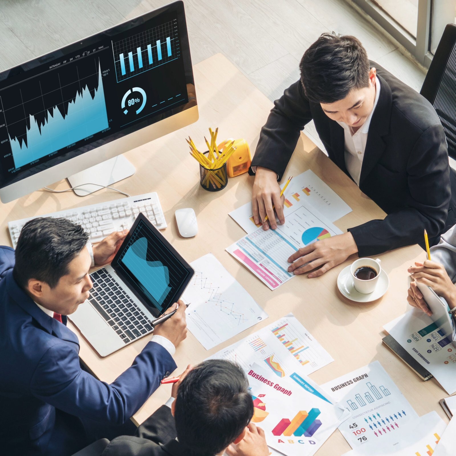 business visual data analyzing technology by creative computer software